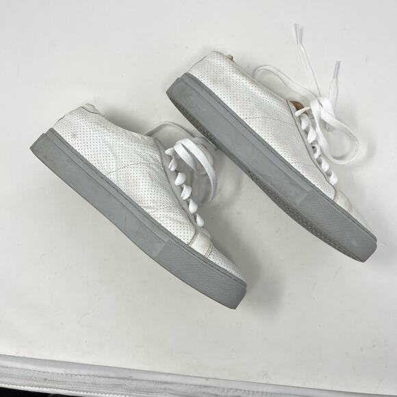 Greats Womens Brooklyn White Leather Lace Up Sneakers SZ 7.5 Gray Outsole - Picture 9 of 12